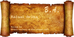 Balsai Arika névjegykártya